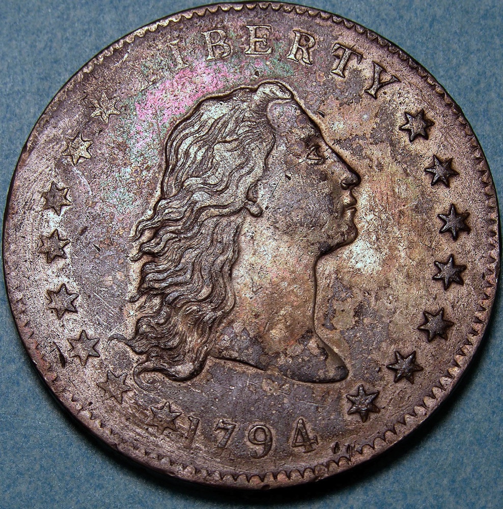 Obverse of the 1794 Flowing Hair silver dollar in the Smithsonian's National Numismatic Collection. The FLOAT constituent is priced on the Cardinal-Morelan specimen; the pictured coin is the Smithsonian's example of the same issue.